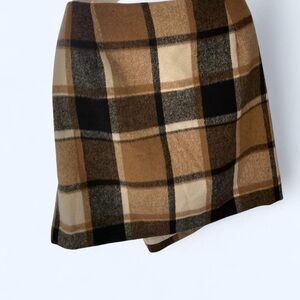 Plaid Mini Skirt in Brown and Black